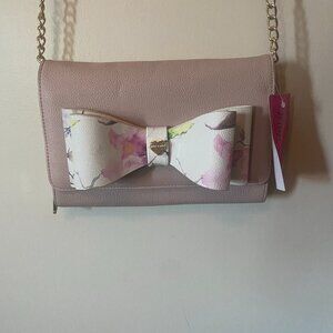 Pink Floral Bow Crossbody Bag/ Wallet